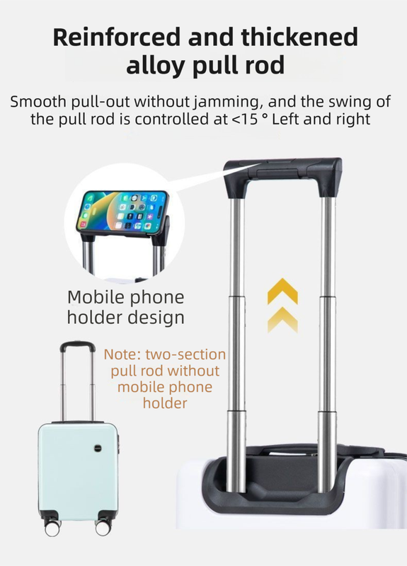 Yellow 14 Inch Lightweight Carry-on Luggage for heights under 1.6m - Underseat & Overhead Cabin Hardside Suitcase with Cup Holder & Phone Stand