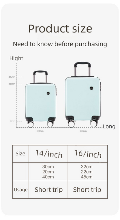 Black 16 Inch Lightweight Carry-on Luggage for heights under 1.6m - Underseat & Overhead Cabin Hardside Suitcase