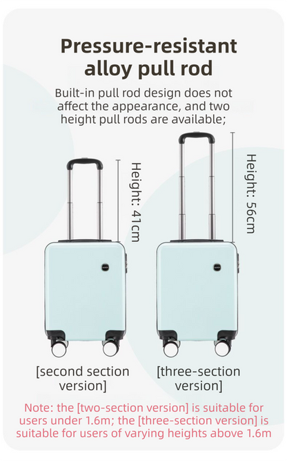 Yellow 16 Inch Lightweight Carry-on Luggage for heights under 1.6m - Underseat & Overhead Cabin Hardside Suitcase