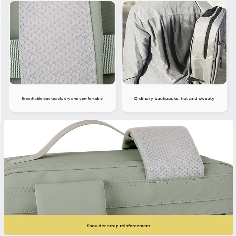 Dark grey Large Capacity Airbag Backpack Multi-Compartment Laptop Backpack Travel Business Bag
