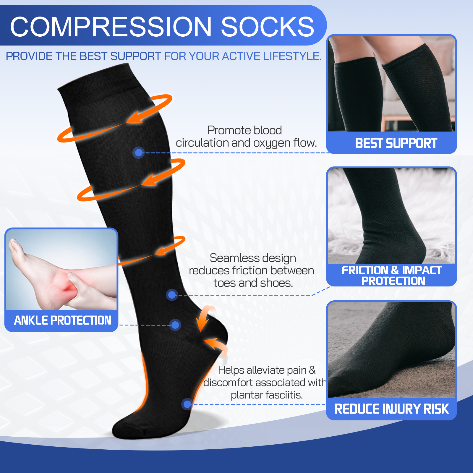 Compression socks full view